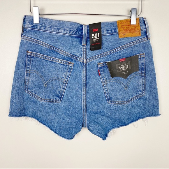 LEVI’S 501 High Rise Embroidered Denim Shorts New - Picture 3 of 9
